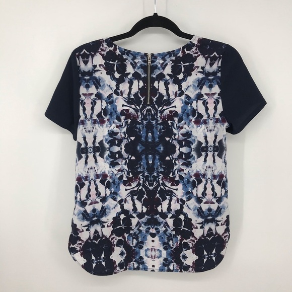 Cynthia Rowley Abstract Blue Floral Pattern Blouse Size S - Picture 6 of 11